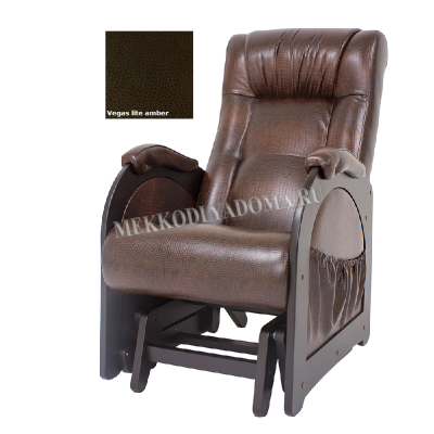 Кресло-качалка Модель 48 без лозы (Венге/Экокожа Коричневый Vegas Lite Amber)