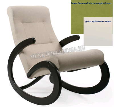 Кресло-качалка Неаполь Модель 1 (Дуб шампань-эмаль/Ткань Зеленый Verona Apple Green)