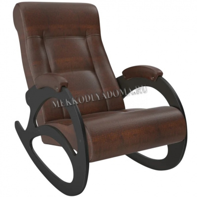 Кресло-качалка Модель 4 без лозы (Венге/Экокожа коричневый Antik crokodile)