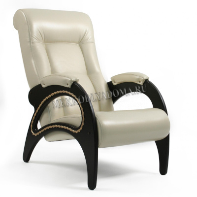 Кресло для отдыха Модель 41 с лозой (Венге/Экокожа бежевая Орегон перламутр 106)