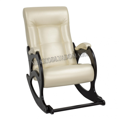 Кресло-качалка без лозы Неаполь Модель 10 (Венге-эмаль/Экокожа Бежевый Oregon perlamutr 106)
