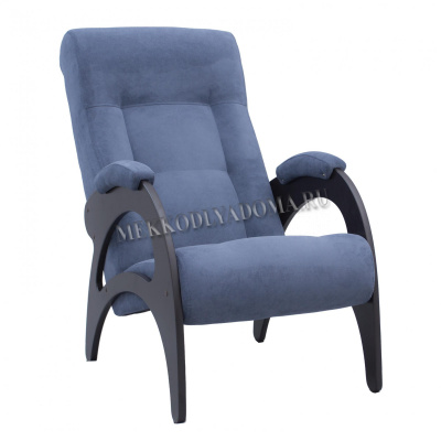 Кресло для отдыха Неаполь Модель 9 без лозы (Венге-эмаль/Ткань Синий Verona Denim blue)