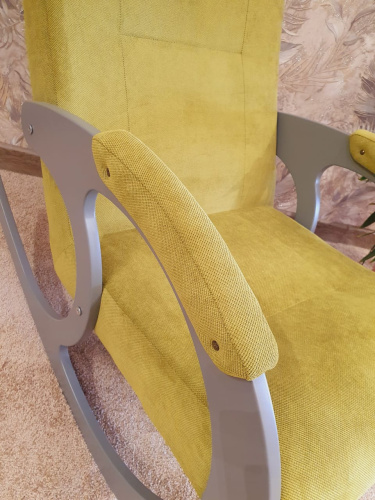 Кресло-качалка Неаполь Модель 3 (Серый ясень-эмаль/Ткань Зеленый Verona Apple Green)